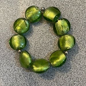 Green Foil Tint Large Bead Stretch Bracelet